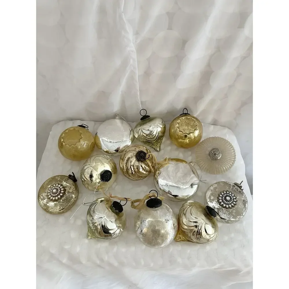 Lot Of 13 X LARGE Handblown Glass Christmas Ornament Balls High End Quality